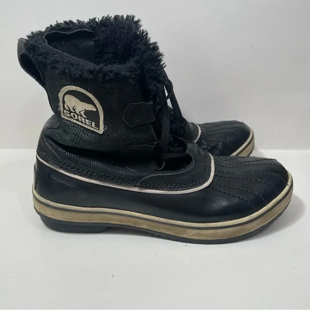 Sorel Black Fur Lined Ankle Winter Boots